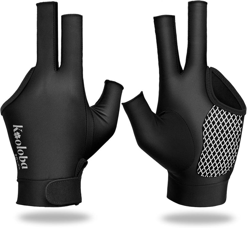 Kooloba Pool Glove for Left Hand - 3 Finger Billiards and Snooker Shooting Glove for Men & Women With Adjustable Velcro - Image 1